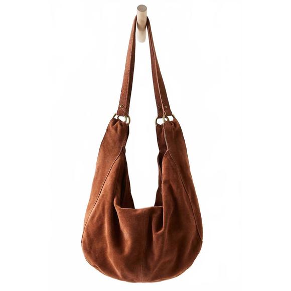NEW FREE PEOPLE women's roma suede tote in rust - Picture 1 of 3